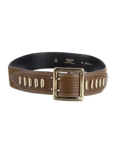 Pre-owned Escada Vintage Embossed Leather Belt In Brown