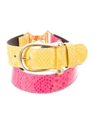 Pre-owned Escada Vintage Embossed Leather Waist Belt In Pink