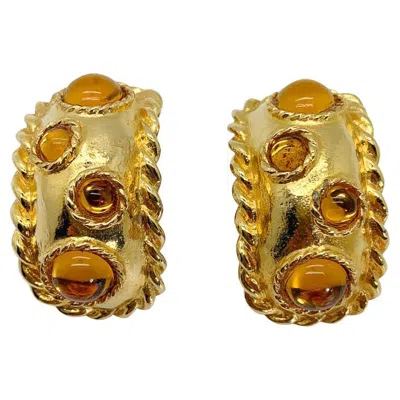 Pre-owned Escada Vintage  Huggie Cabochon Earrings 1980s In Multi