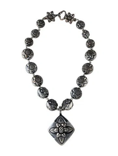 Pre-owned Escada Vintage Floral Pendant Necklace, 19" In Multicolor