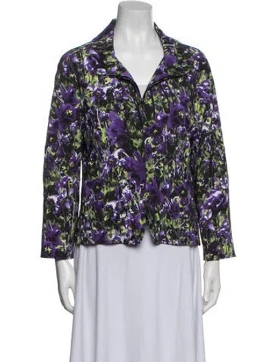 Pre-owned Escada Vintage Floral Print Blazer In Blue
