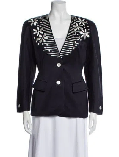 Pre-owned Escada Vintage Floral Print Blazer In Blue