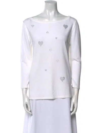 Pre-owned Escada Vintage Graphic Print T-shirt In White