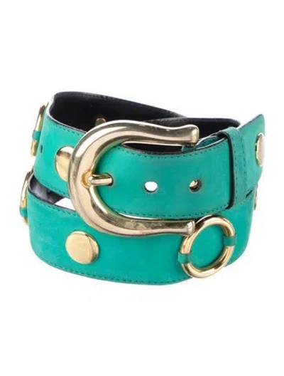 Pre-owned Escada Vintage Leather Belt In Green