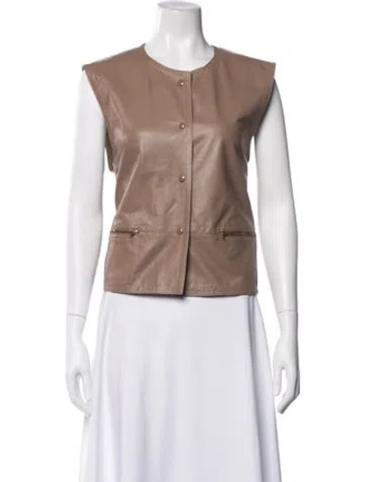 Pre-owned Escada Vintage Leather Vest In Brown