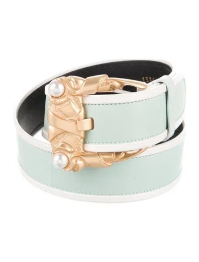 Pre-owned Escada Vintage Leather Waist Belt In Blue