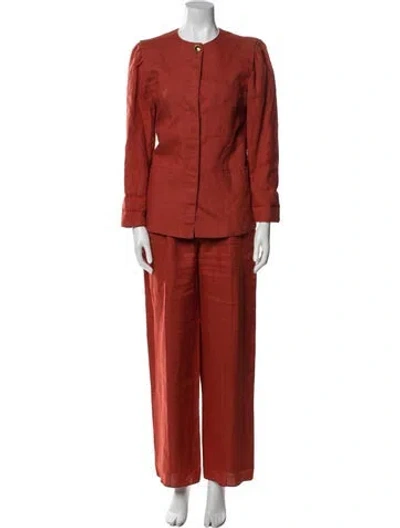 Pre-owned Escada Vintage Linen Pant Set In Orange