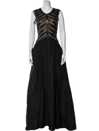 Pre-owned Escada Vintage Long Dress In Black