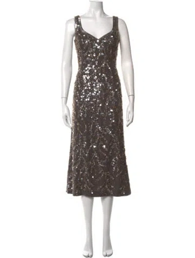 Pre-owned Escada Vintage Midi Length Dress In Grey