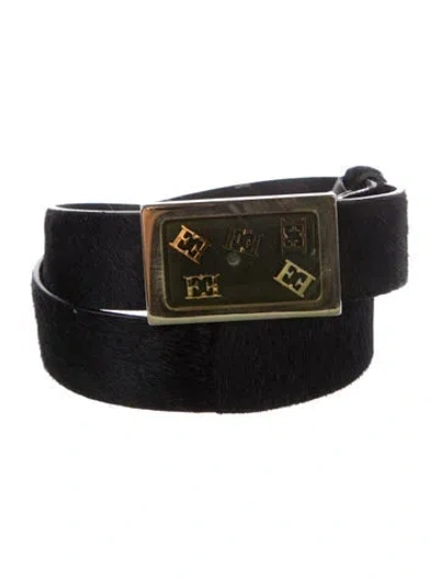Pre-owned Escada Vintage Monogram Pattern Waist Belt In Black