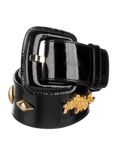 Pre-owned Escada Vintage Patent Leather Waist Belt In Black