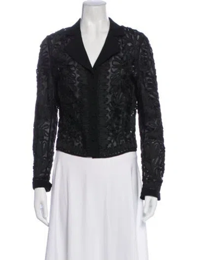 Pre-owned Escada Vintage Patterned Blazer In Black