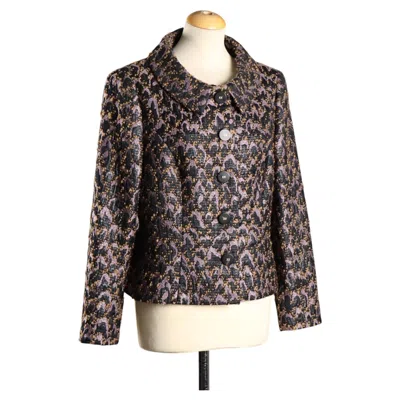 Pre-owned Escada Vintage Patterned Jacket, Size M/l, Made Of Textured Jacquard Fabric. 1990s In Black