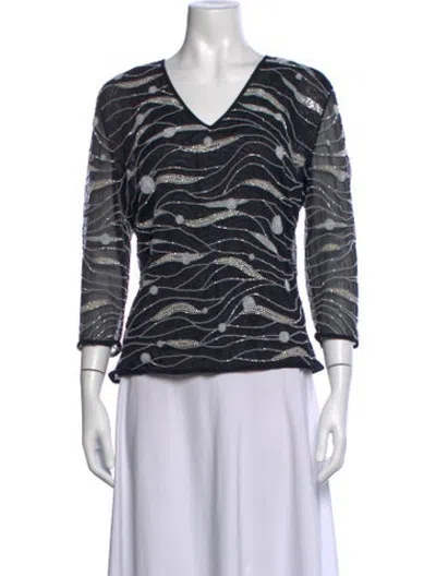 Pre-owned Escada Vintage Patterned Sweater In Black