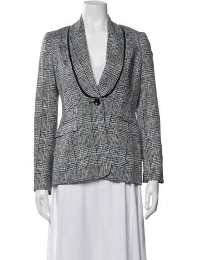 Pre-owned Escada Vintage Plaid Print Blazer In Blue