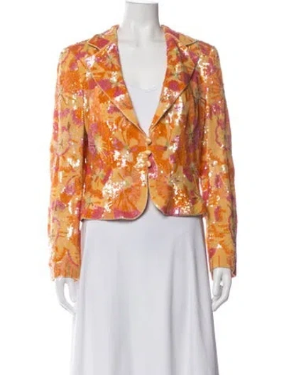 Pre-owned Escada Vintage Silk Blazer In Orange