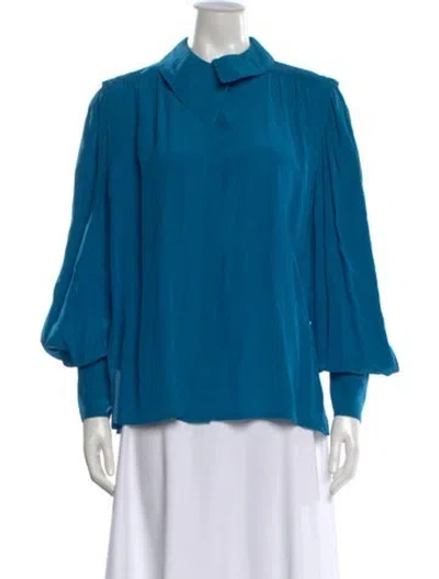 Pre-owned Escada Vintage Silk Blouse In Blue
