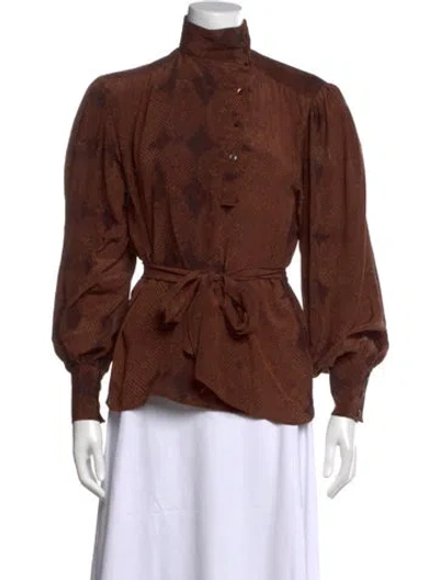 Pre-owned Escada Vintage Silk Blouse In Brown