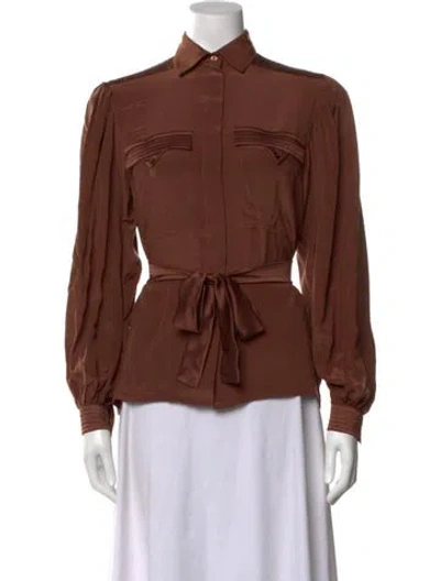 Pre-owned Escada Vintage Silk Blouse In Brown