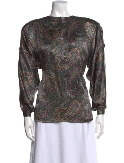 Pre-owned Escada Vintage Silk Blouse In Gray