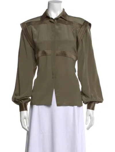 Pre-owned Escada Vintage Silk Blouse In Green
