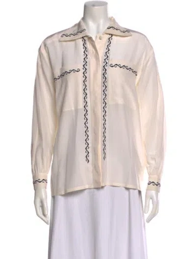 Pre-owned Escada Vintage Silk Blouse In Neutral