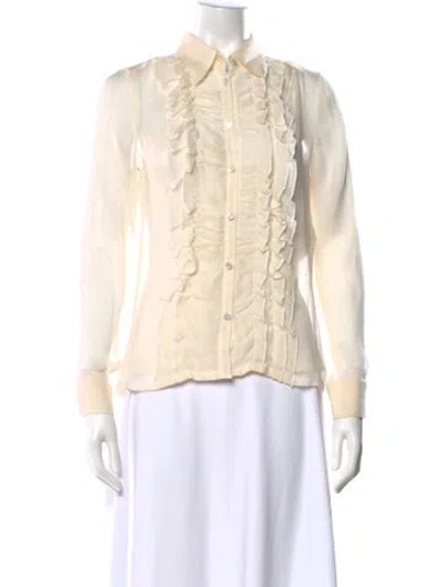 Pre-owned Escada Vintage Silk Blouse In Neutrals