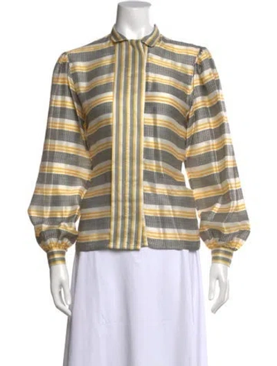 Pre-owned Escada Vintage Silk Blouse In Yellow