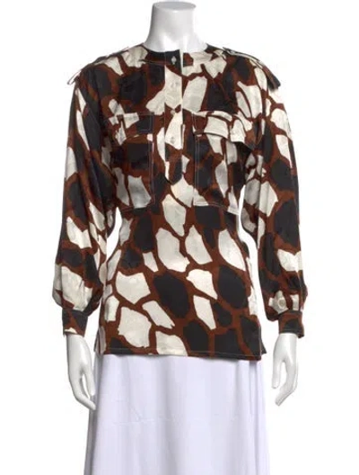 Pre-owned Escada Vintage Silk Button-up Top In Brown
