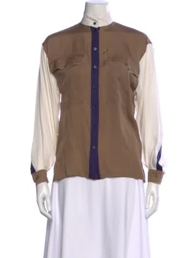 Pre-owned Escada Vintage Silk Button-up Top In Brown
