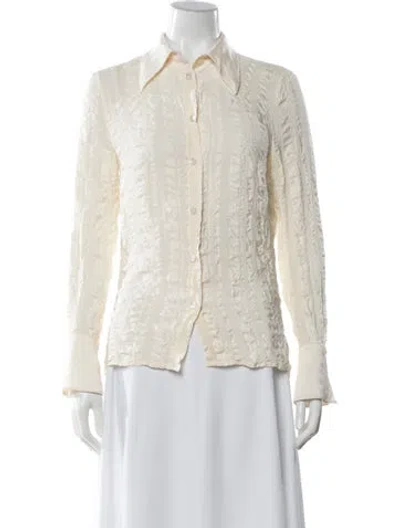 Pre-owned Escada Vintage Silk Button-up Top In White