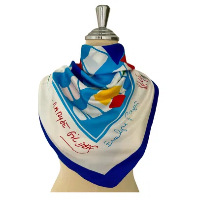 Pre-owned Escada Vintage Silk Scarf By André Claude Canova Nautical Design 86cm In Sand