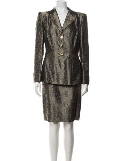 Pre-owned Escada Vintage Silk Skirt Suit In Multicolor