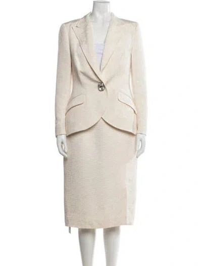 Pre-owned Escada Vintage Silk Skirt Suit In Neutral