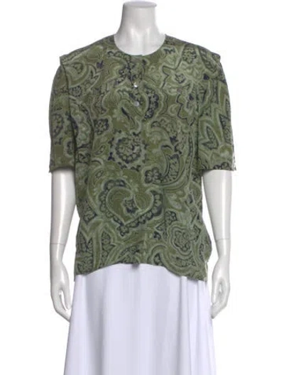 Pre-owned Escada Vintage Silk Top In Green