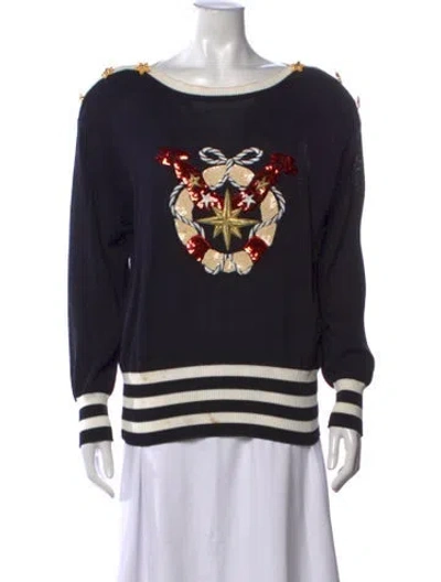 Pre-owned Escada Vintage Striped Sweater In Black