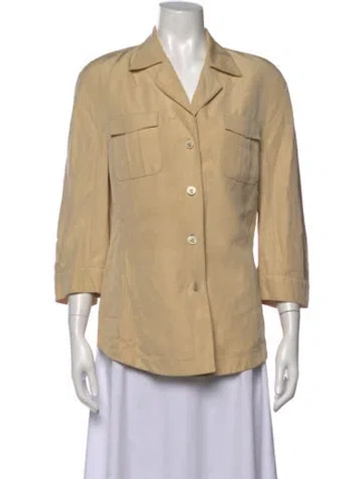 Pre-owned Escada Vintage Three-quarter Sleeve Button-up Top In Neutrals