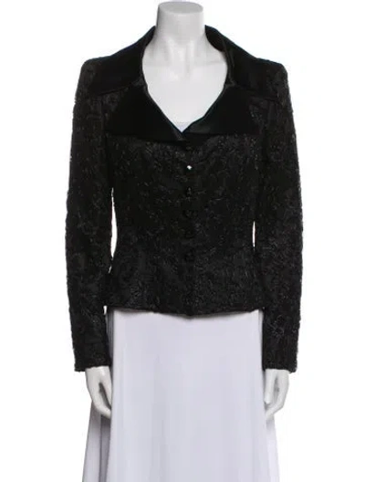 Pre-owned Escada Vintage Tweed Pattern Blazer In Black