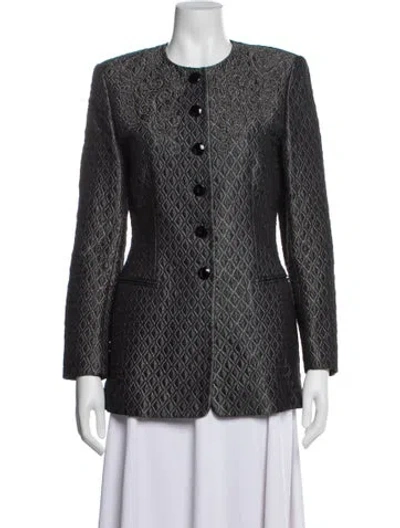 Pre-owned Escada Vintage Tweed Pattern Blazer In Grey