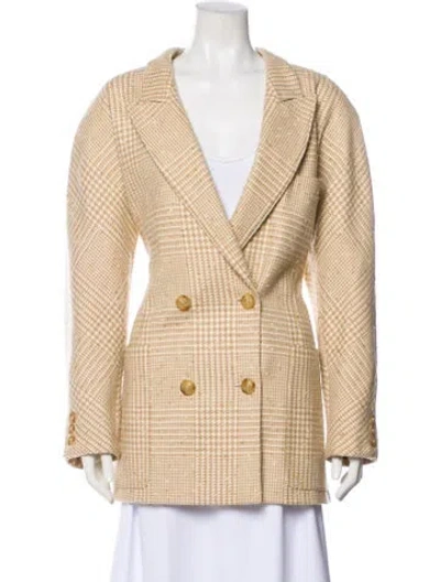 Pre-owned Escada Vintage Virgin Wool Peacoat In Neutral