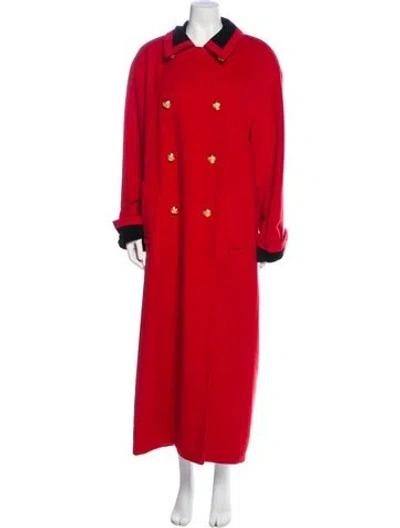 Pre-owned Escada Vintage Virgin Wool Trench Coat In Red
