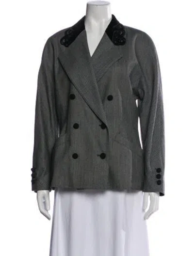 Pre-owned Escada Vintage Wool Blazer In Gray