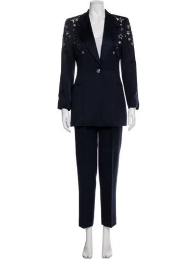 Pre-owned Escada Vintage Wool Pantsuit In Blue