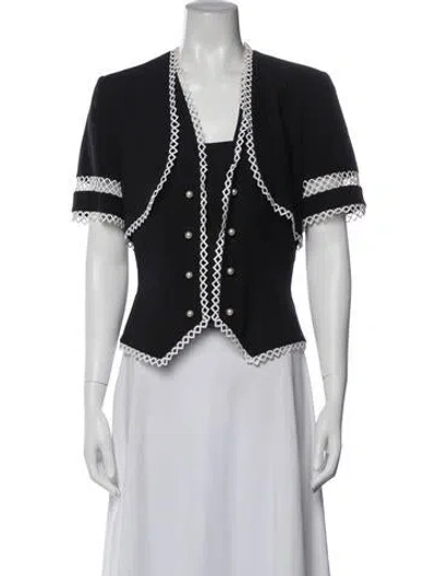 Pre-owned Escada Vintage Wool Top In Black/white
