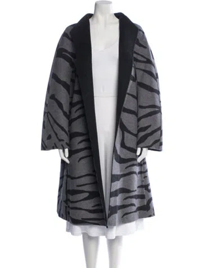 Pre-owned Escada Virgin Wool Animal Print Coat In Gray