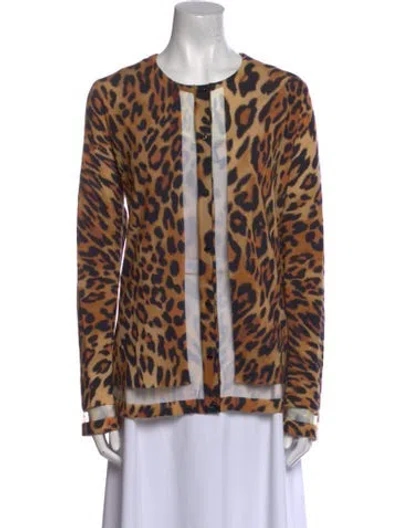 Pre-owned Escada Virgin Wool Animal Print Sweater In Black
