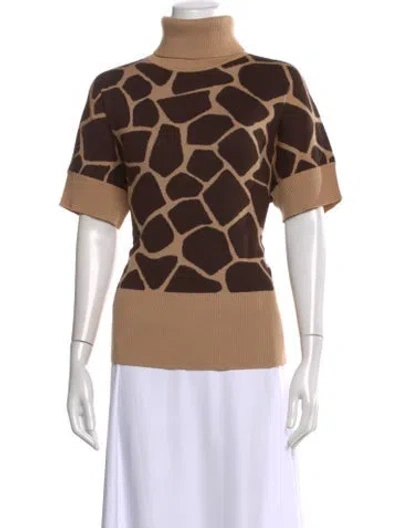 Pre-owned Escada Virgin Wool Animal Print Sweater In Brown