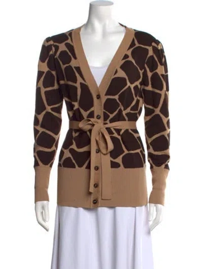 Pre-owned Escada Virgin Wool Animal Print Sweater In Brown