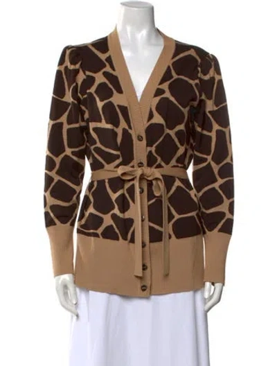Pre-owned Escada Virgin Wool Animal Print Sweater In Brown