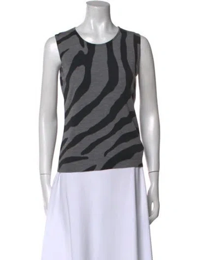 Pre-owned Escada Virgin Wool Animal Print Sweater In Multi